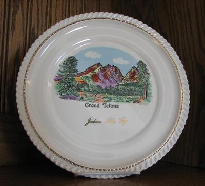 1940s-1950s No Information found for BB Beehive Maker's Mark Hand Painted Signed RK Rim and Jackson Hole WY is 22k
