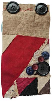 Block Rescued From A Crazy Quilt Circa 1890s Fabric Along With Antique Buttons