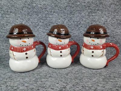 Ceramic st nicholas square snowman mugs