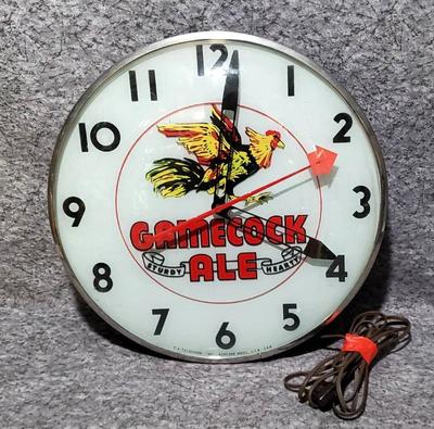 Vintage gamecock ale bar room clock