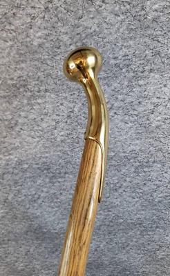 Brass knob texas style carved wood cane walking stick