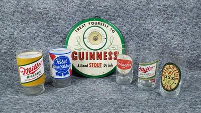 Guiness thermometer branded beer glasses