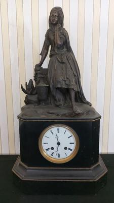 METAL & CONCRETE CLEOPATRA  MANTEL CLOCK