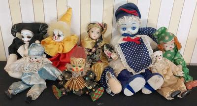 GREAT PORCELAIN CLOWN DOLLS AND MORE