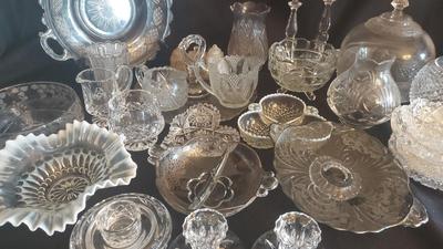 TWO-DOZEN CUT GLASS DISHWARE PIECES