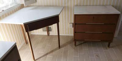 WOODEN DRESSER AND CORNER DESK TOWN SET BY MORRIS