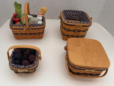 Lot (4) Longaberger Collector's Club Mini Baskets --1996. 1999, 2001-2002 & 2002-2003