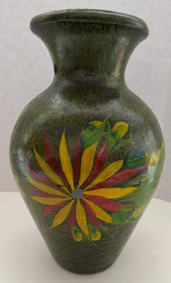 Large Vintage Hand Painted Flower Pottery Vase