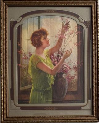 Vintage Zula Kenyon "Die Hausfrau" Print In Matted Glass Front Frame