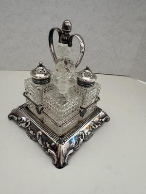 Vintage Falstaff Of England Silver Plate Condiment Server Set