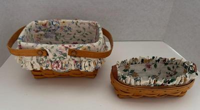 Pair Longaberger Baskets W/Liners & Protectors --1999 & 2002