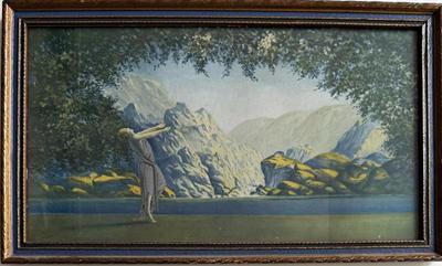 "Dawn" By Robert Wood (R.A. Fox Pseudonym) Vintage Print In Glass Front Frame