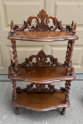 Vintage Three-tiered Walnut Etagere