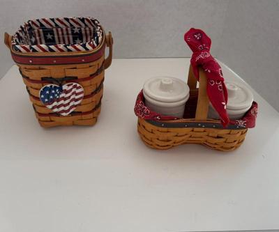 Pair Longaberger "Fourth Of July" Baskets & Condiments Inserts--1995 & 2000