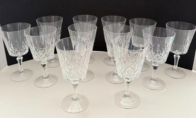 Lot (12) Stemmed Crystal Water Glasses