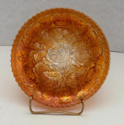 Vintage Orange Imperial Marigold Carnival Glass Bowl