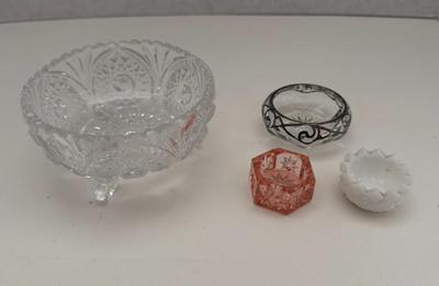 Lot (3) Vintage Salt Cellars & Footed Glass Bowl