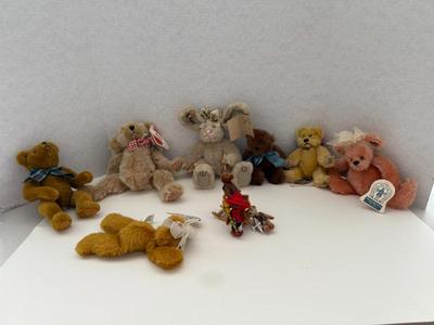 Lot Of Teddy Bears- (3) Mohair, (4) Regular & (3) Miniature. Ganz, Knickerbocker, Mary Meyer