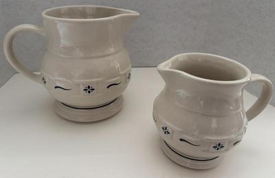 Pair Longaberger Pottery Juice & Milk Pitchers