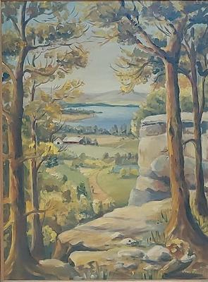 FRAMED ORIGINAL FOREST PAINTING BY JEAN THEAKER 