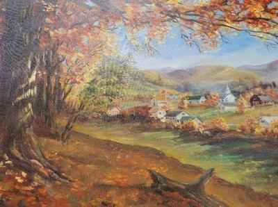 ORIGINAL COUNTRY FALL PAINTING BY JEAN THEAKER
