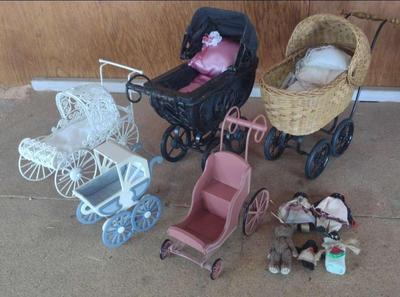 MINI BABY BUGGIES AND LITTLE TINY BLACK DOLLS