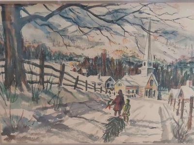 "CHRISTMAS IS COMING" ORIGINAL WATERCOLOR BY JEAN THEAKER 