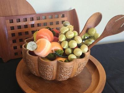 DANISH DANSK, WOODEN TREASURES, AND ORNAMENTAL FRUITS