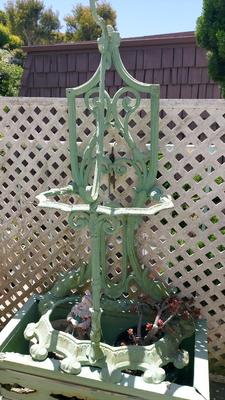 PAIR OF GREEN PAINTED METAL YARD DECORATIONS 