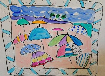 BEACH THEMED PAINTING BY SALLY HUSS