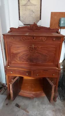 GORGEOUS WOODEN CARVED DROP FRONT DESK