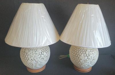 TWO MCM WHITE LAMPS