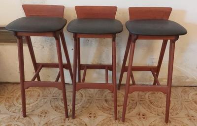 THREE MID-CENTURY MODERN BAR STOOLS