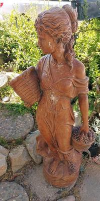 LARGE CONCRETE BRONZE-COLORED WOMAN SCULPTURE 