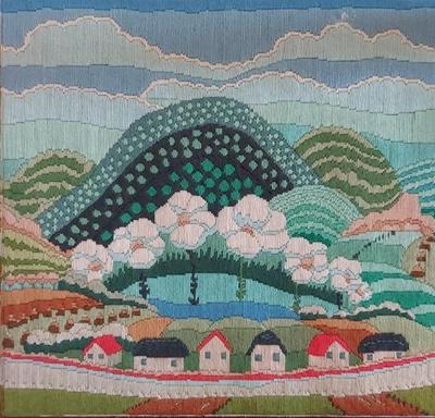 MID-20TH CENTURY FOLK ART LONG-STITCH NEEDLEPOINT