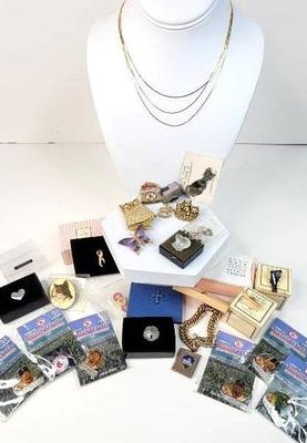 Costume jewelry cats red sox charms, pins, locket