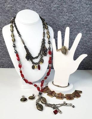 Costume jewelry red and earth tones
