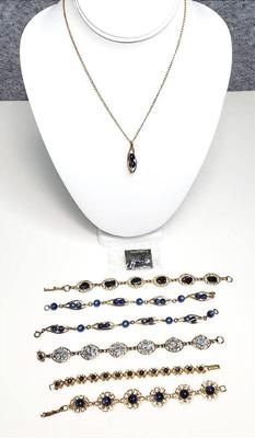 Shades of blue bracelets earrings, necklace