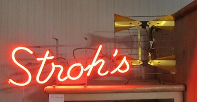 VTG "Stroh's" neon light and a 1950s mid-century TV antenna