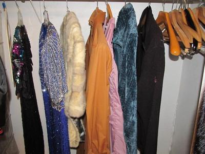 VINTAGE FUR COATS, OUTERWEAR AND SEQUIN, DRESSES,