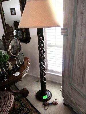 ATQ wooden "barley twist" floor lamp