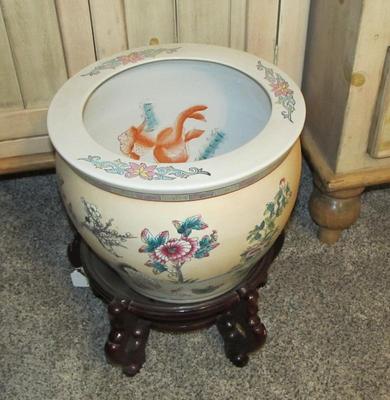 Asian fishbowl planters and stands