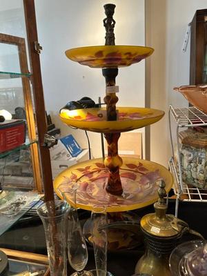 Emile Galle three tier fruit stand