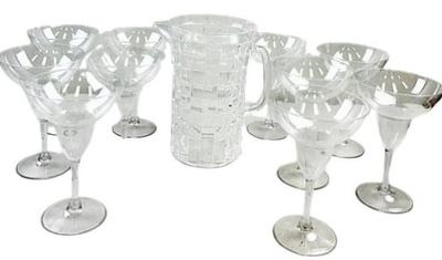 Sale Photo Thumbnail #179: Clear Plastic Pitcher With 10 Margurita Glases