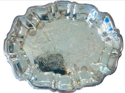 Sale Photo Thumbnail #75: Silver Plate Small Footed Tray