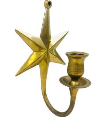 Sale Photo Thumbnail #107: Brass Star Wall Mount Candlestick Holder