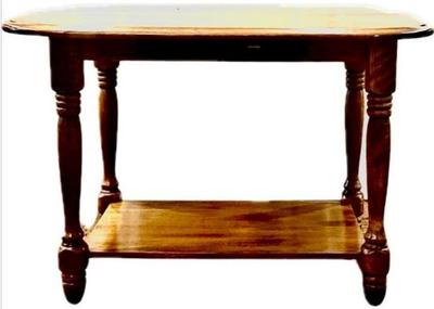 Sale Photo Thumbnail #55: Drop Leaf Side Table With Butterfly Drop Leaves & Trestle Base Floating Shelf