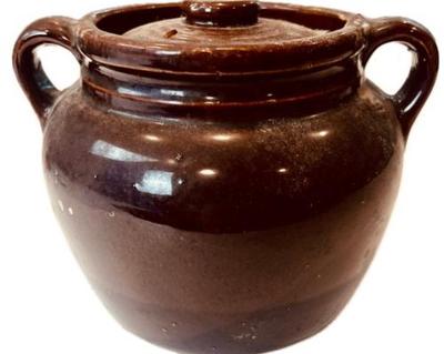 Sale Photo Thumbnail #112: Vintage Stoneware Bean Pot