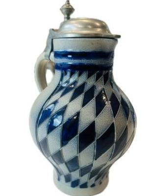 Sale Photo Thumbnail #101: German Salt Glaze Stein With Pewter Lid - Signed & Hallmarked