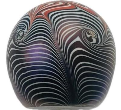 Sale Photo Thumbnail #28: Vandermark Art Glass Iridescent Pulled Feather Illuminated Paperweight